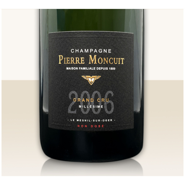 Pierre Moncuit Millesime 2006 non dosé - In den besten Jahren stellt Moncuit einen Jahrgangschampagner her und der undosierte erscheint nur in den Herausragenden. 100% Chardonnay Grand Cru